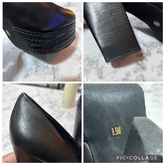 Trouve Remi Pump Chunky Platform Stacked Heel Shoes 8.5M Black Leather Coquette - Picture 10 of 10